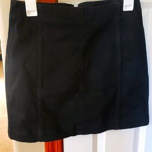 black denim seamed mini skirt